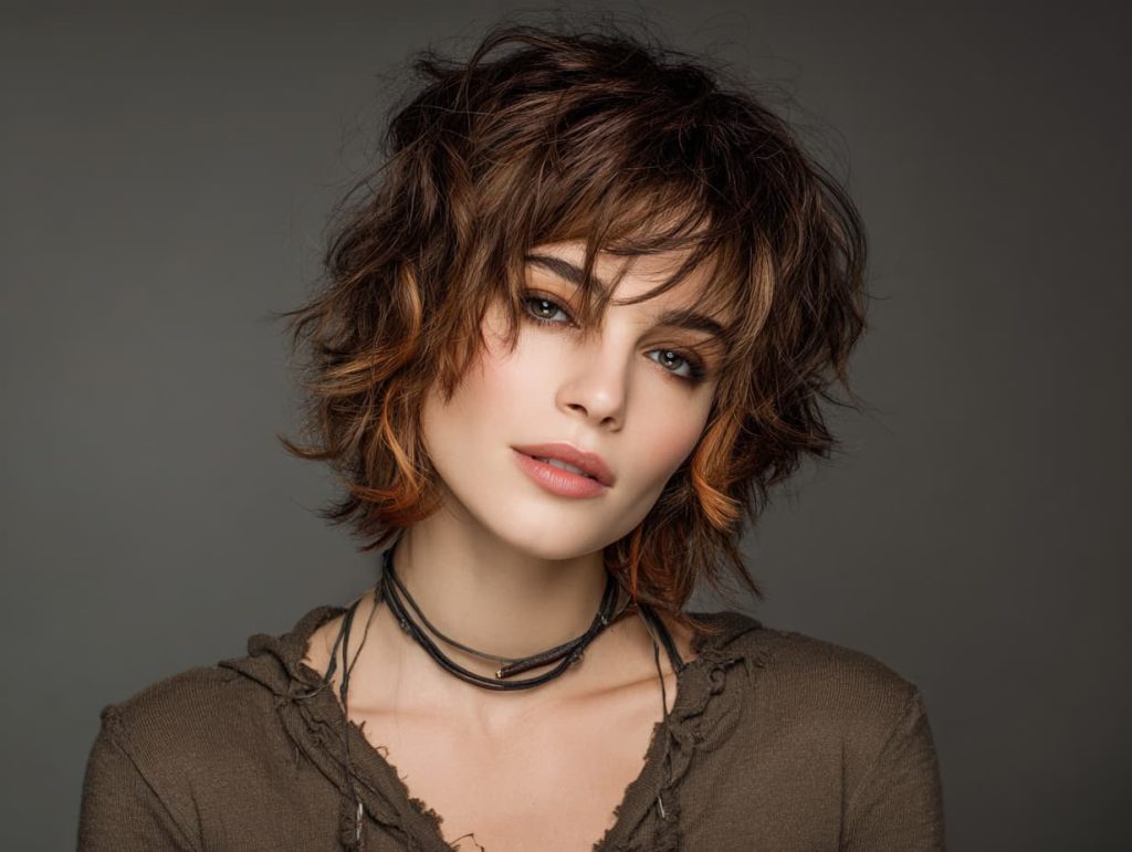 Shag katlı kesim dalgalı ve doğal saç modeli